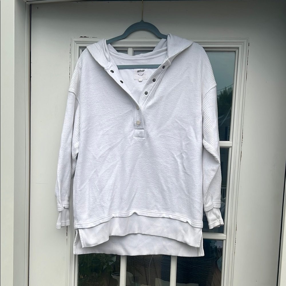 Aerie White Buttoned Pullover